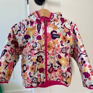 Patagonia Girls Floral Hooded Jacket in Pink, Purple, Yellow